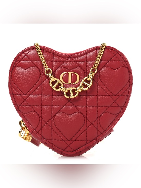 Dior Handbags - DIOR AMOUR CARO HEART POUCH WITH CHAIN